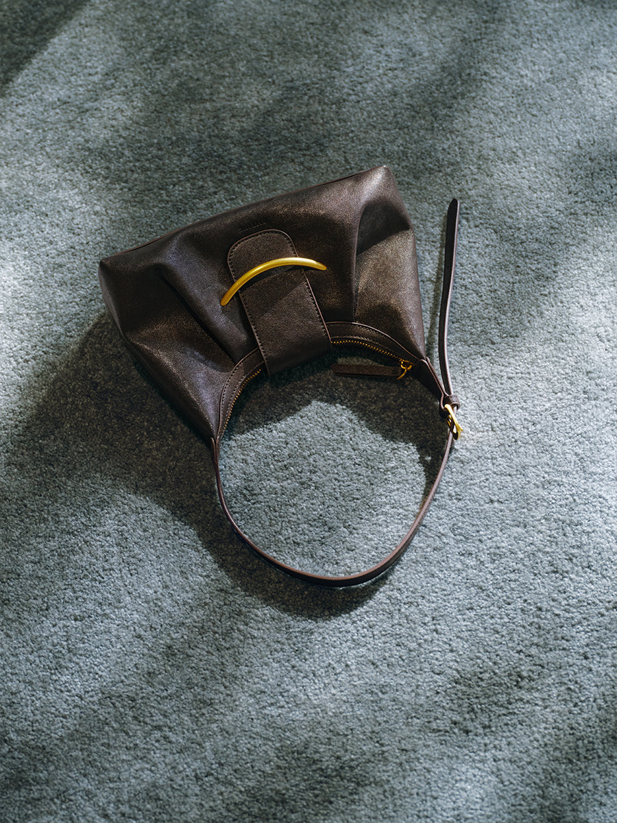 Crescent-shaped delicate hobo bag