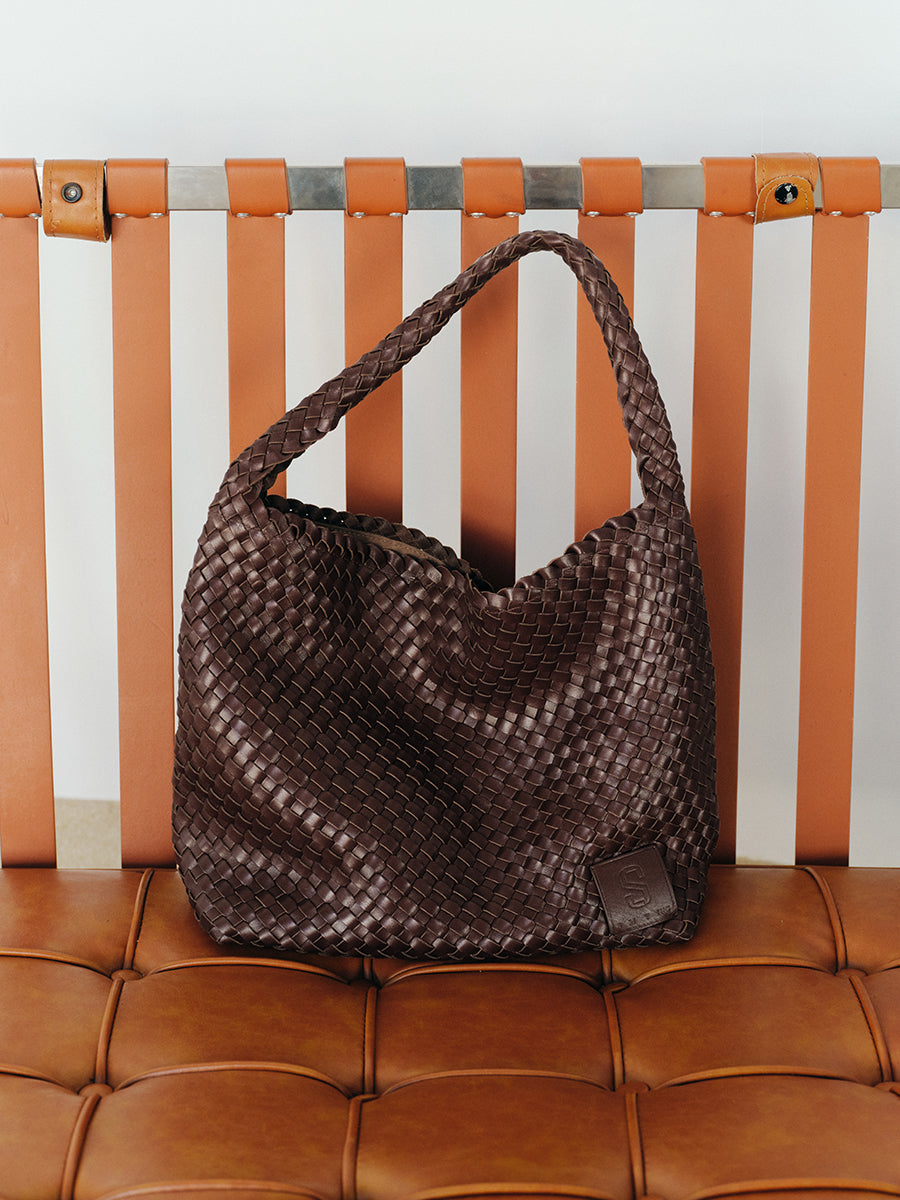 Top-grain Leather Woven Bag
