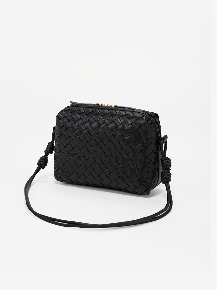 Ink White-Woven Square Bag