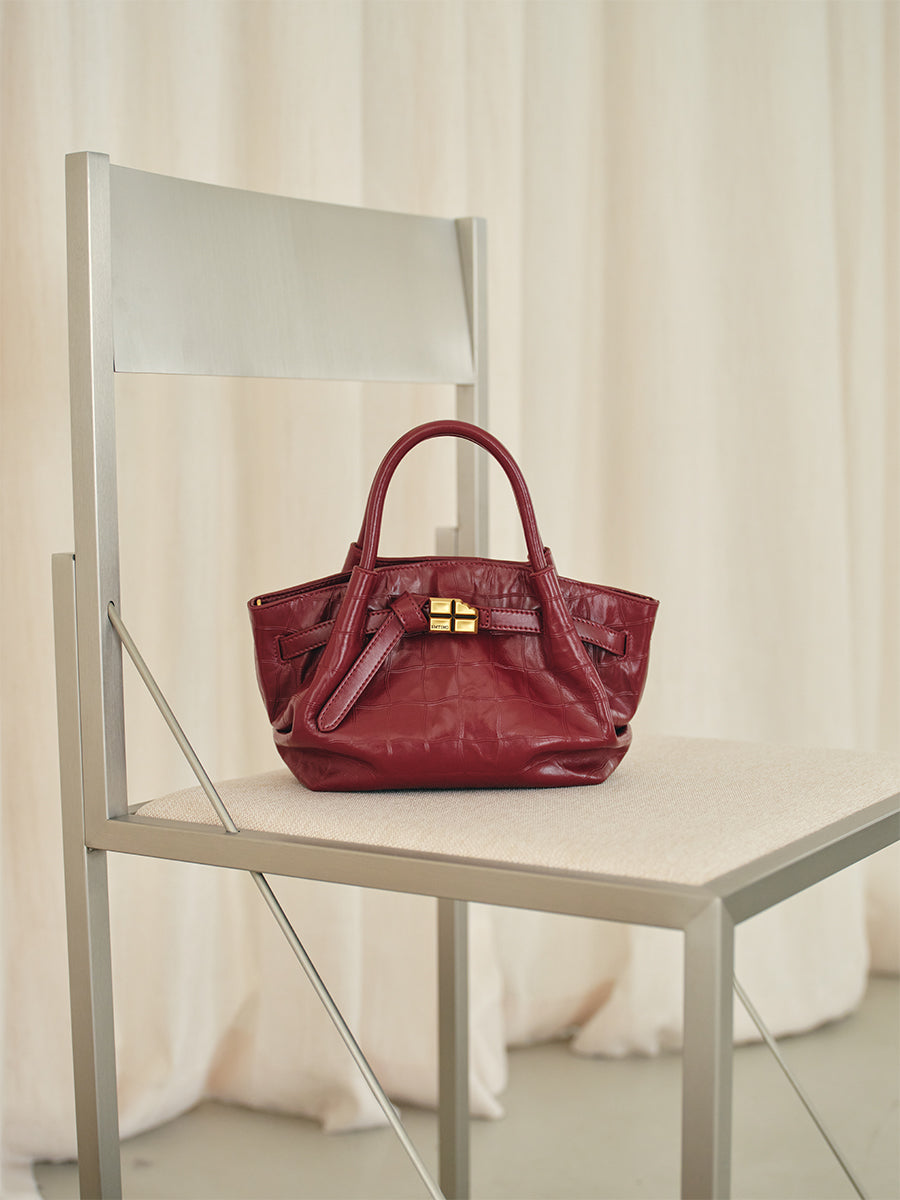 Top-grain leather handbag