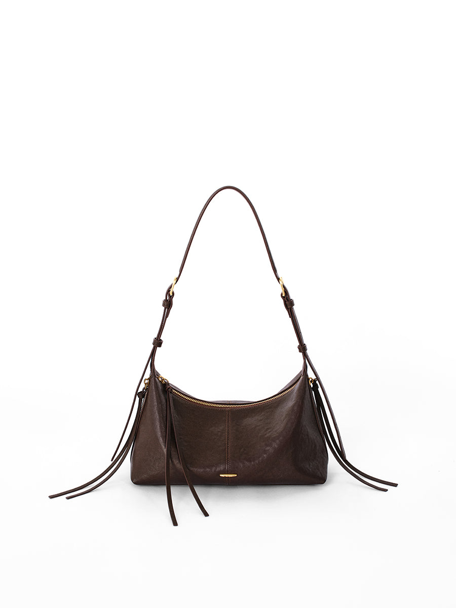 Minimalist Hobo Bag in Genuine Top-Grain Leather