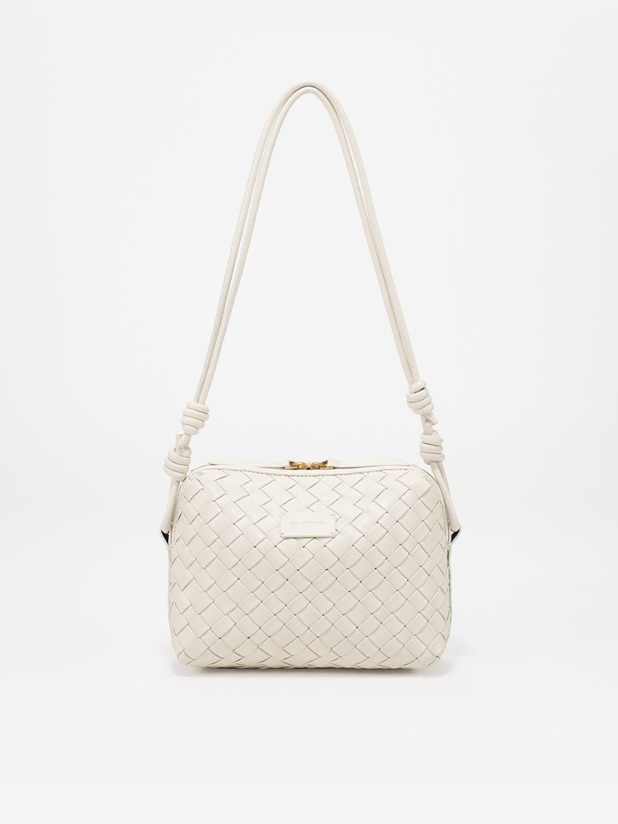 Ink White-Woven Square Bag
