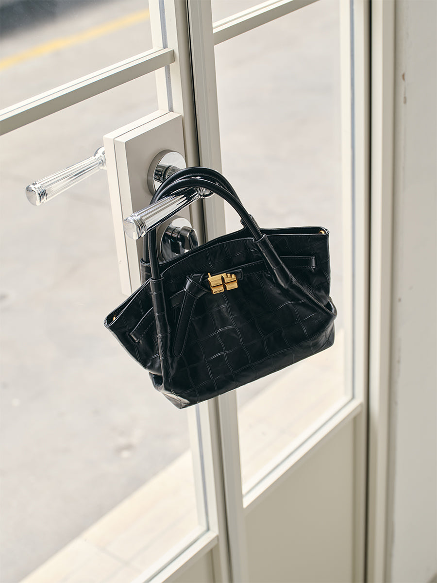 Top-grain leather handbag