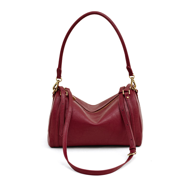 jistory 【 shourder boston bag 】 Leather boston bag with removable shoulder strap BLACK/GOLD | The