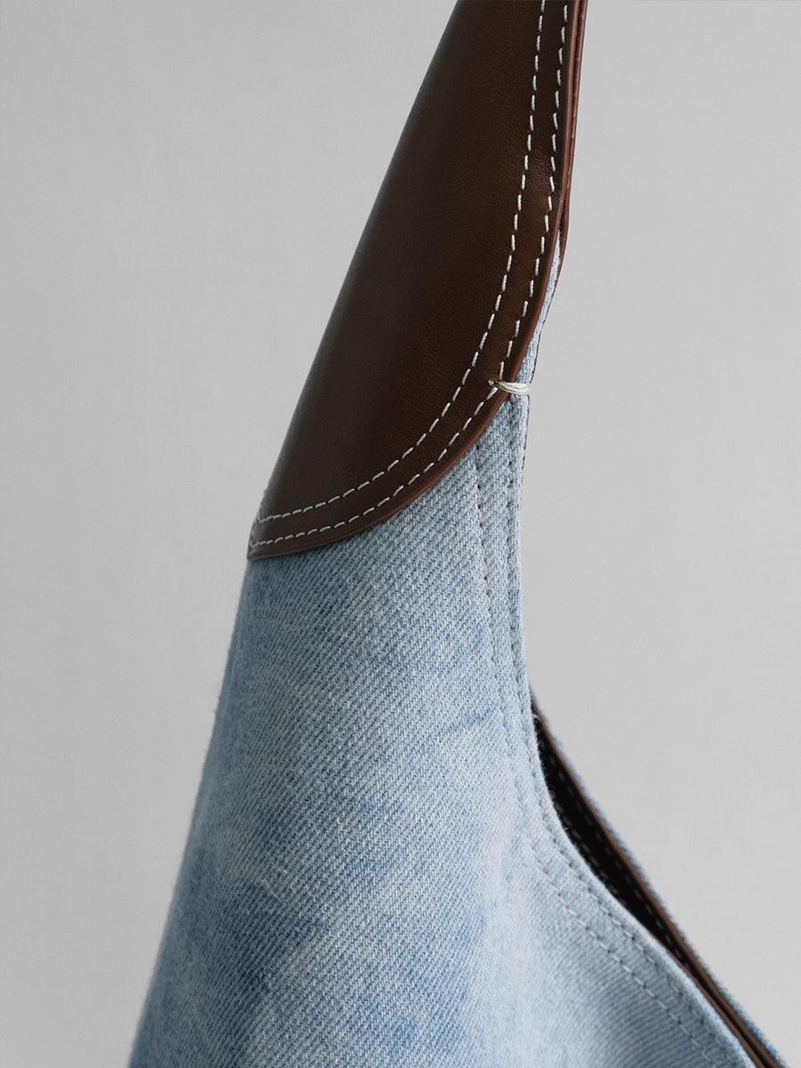 Large-capacity tie-dye denim tote bag