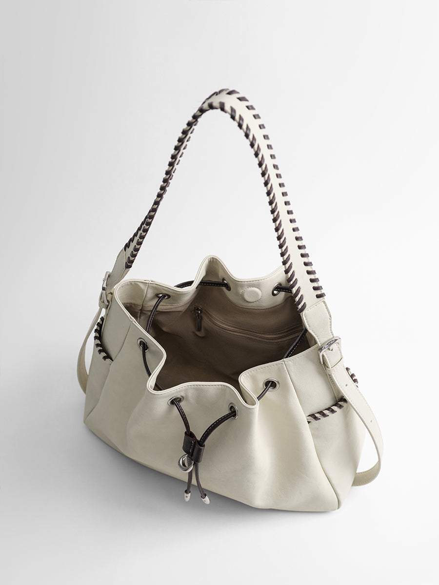 Large-capacity drawstring bucket bag