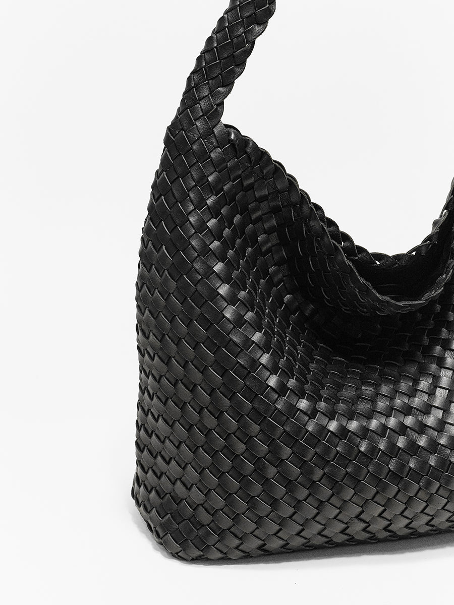 Top-grain Leather Woven Bag