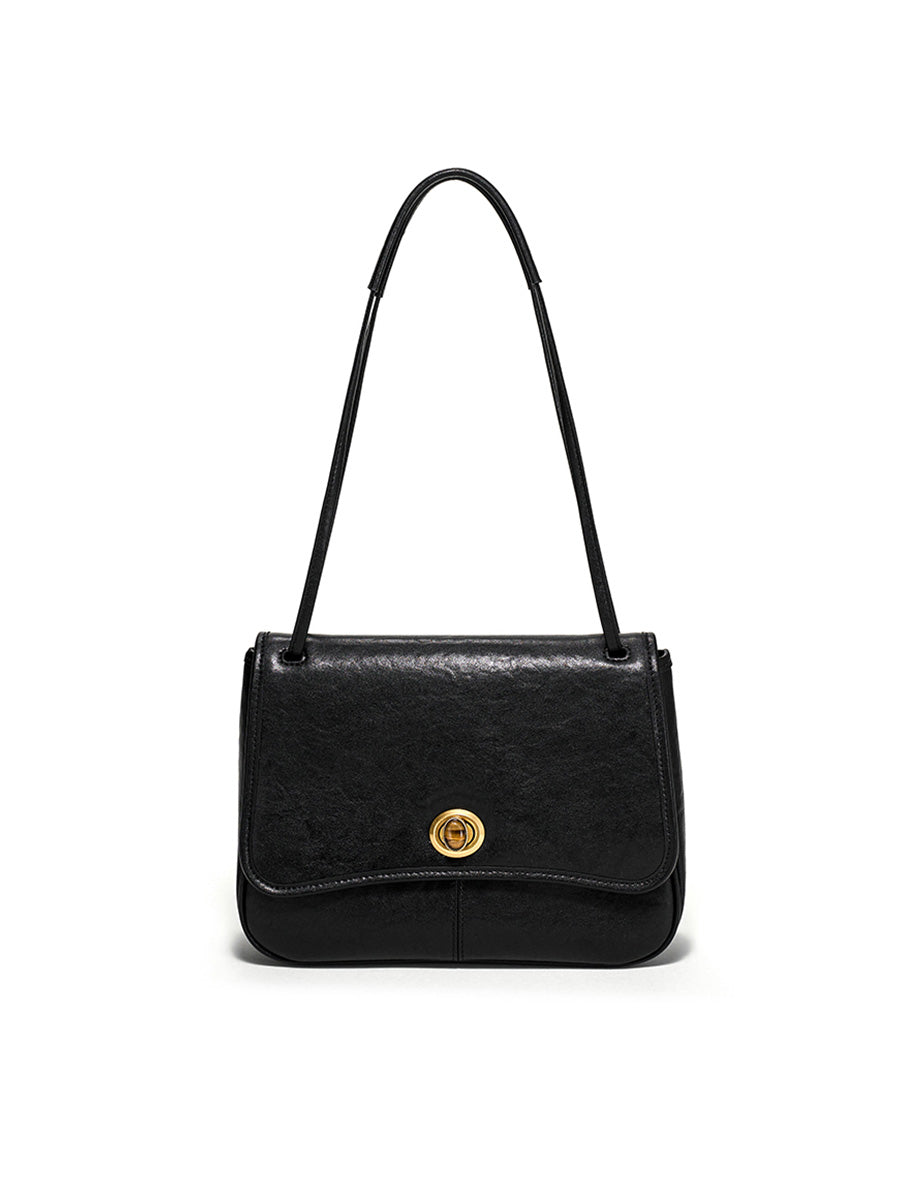 Curved textured square crossbody bag