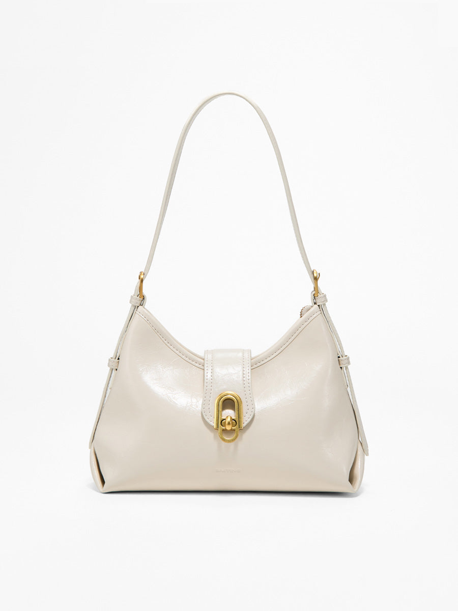 Large-capacity cowhide single-shoulder tote bag