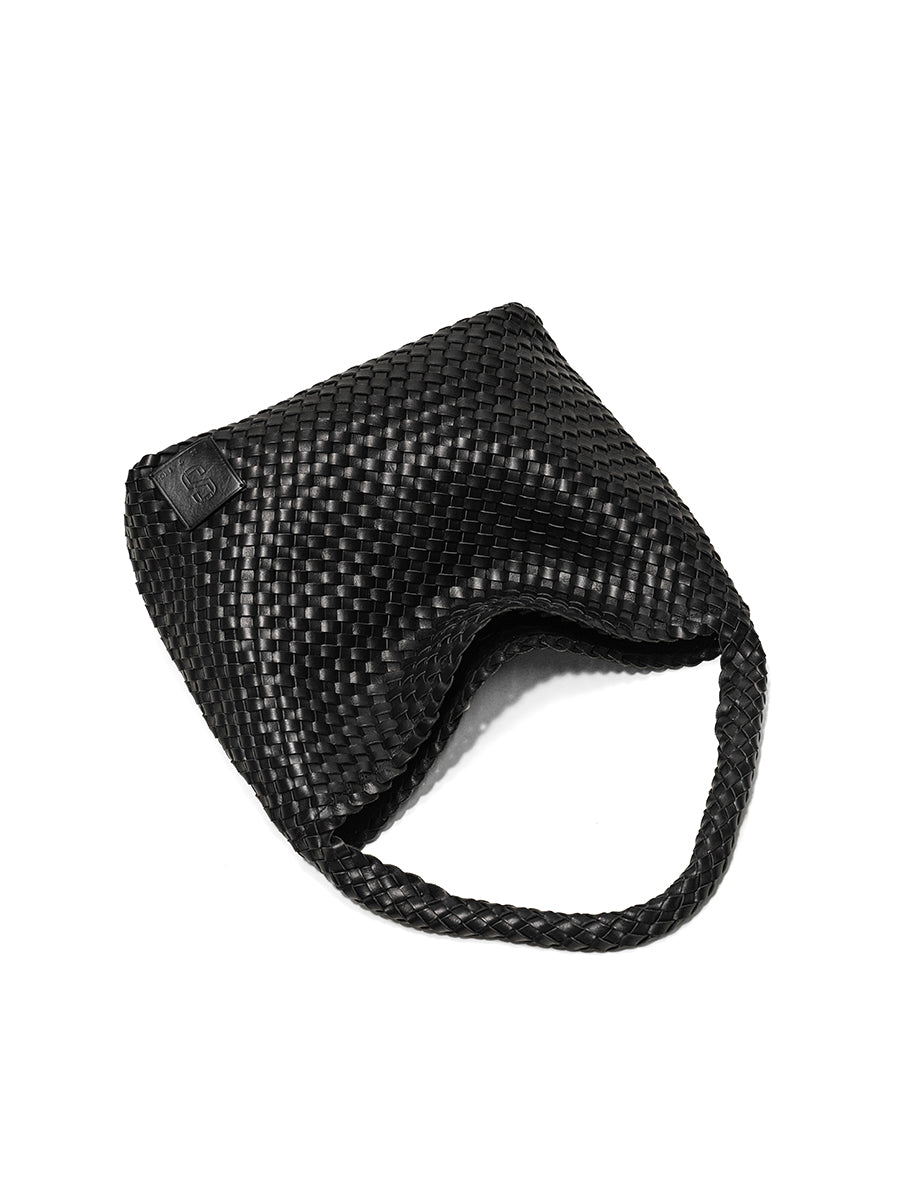 Top-grain Leather Woven Bag