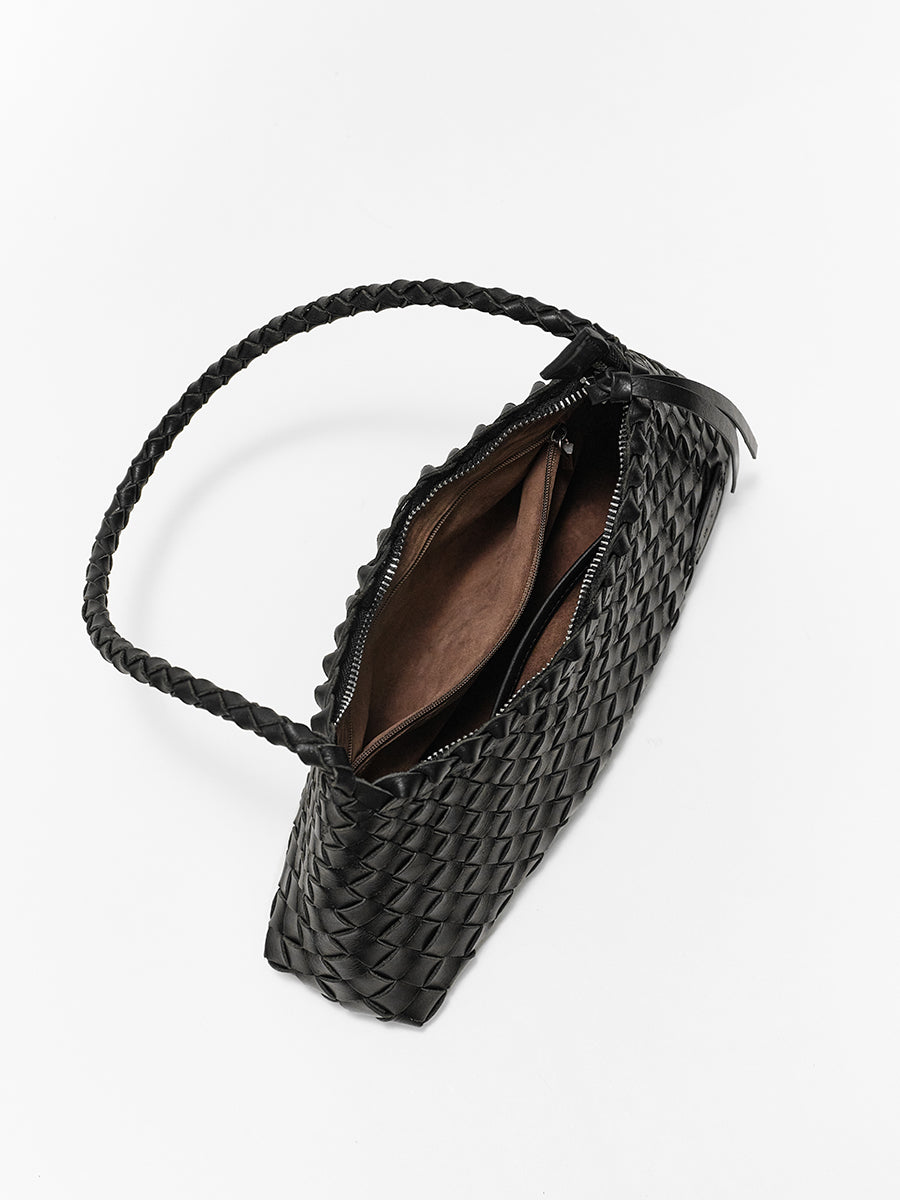 Top-grain Leather Bag Woven Bag