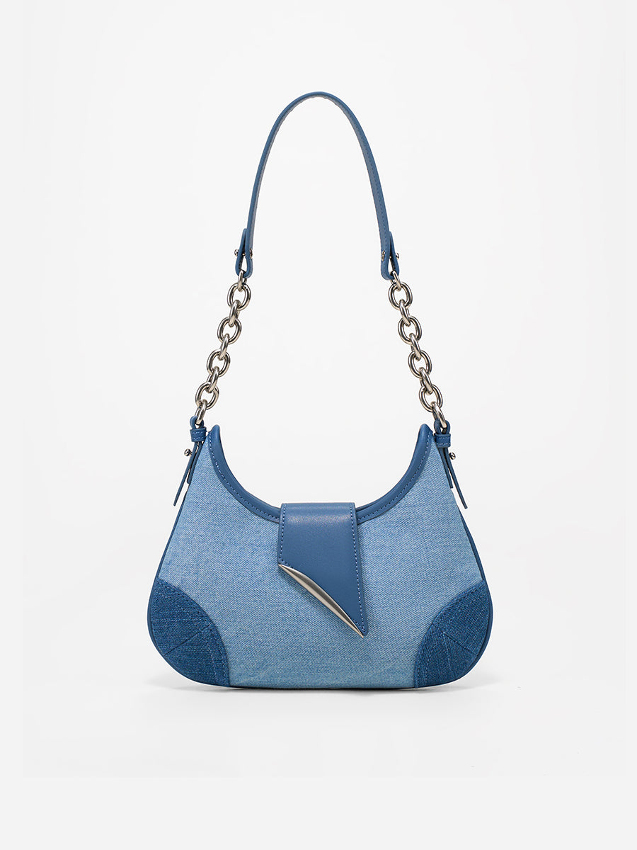 Crescent-shaped compact underarm saddle bag