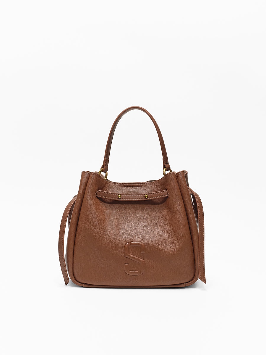 Top-grain Leather Bucket Bag