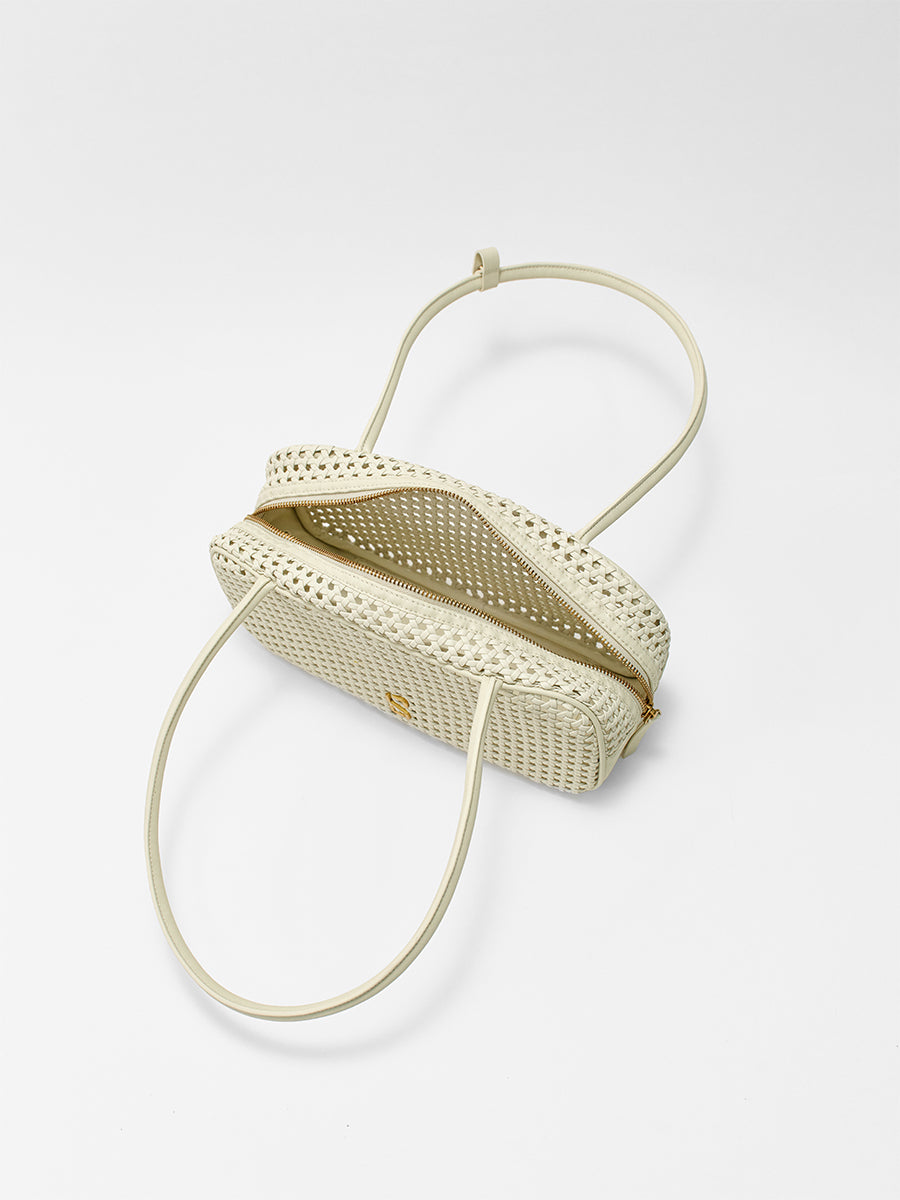 Openwork woven Boston bag
